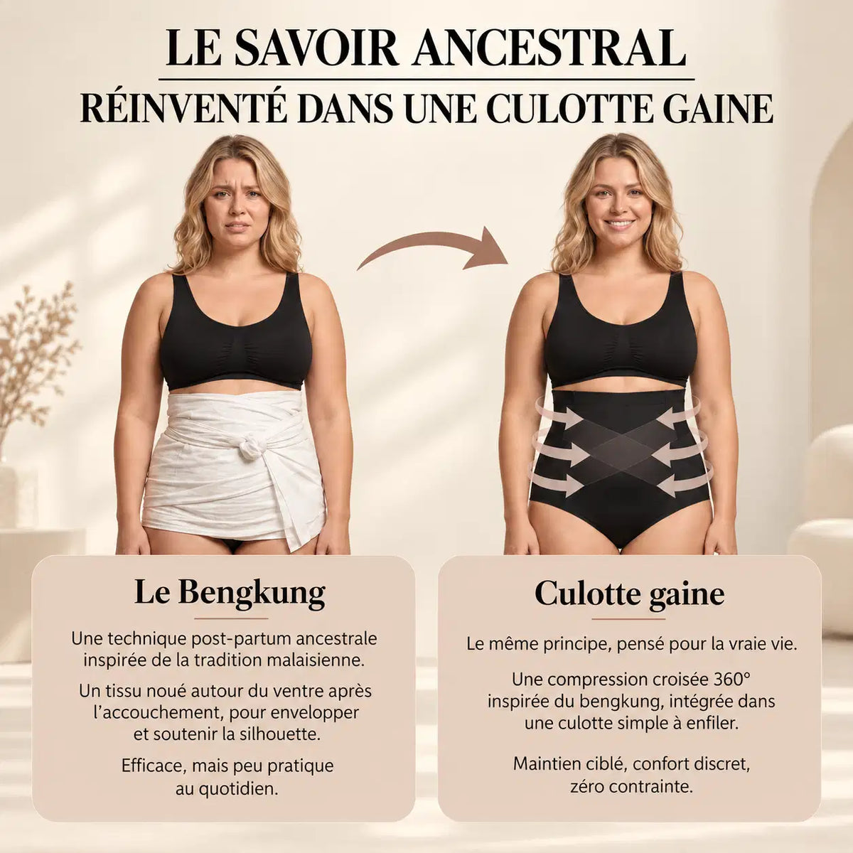 Culotte gainante à bande croisée 360°
